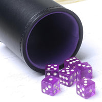 Felt Lined PU Leather Dice Cup Set with 6 Dot Dices – Fun for Kids & Family - Purple B - image 4