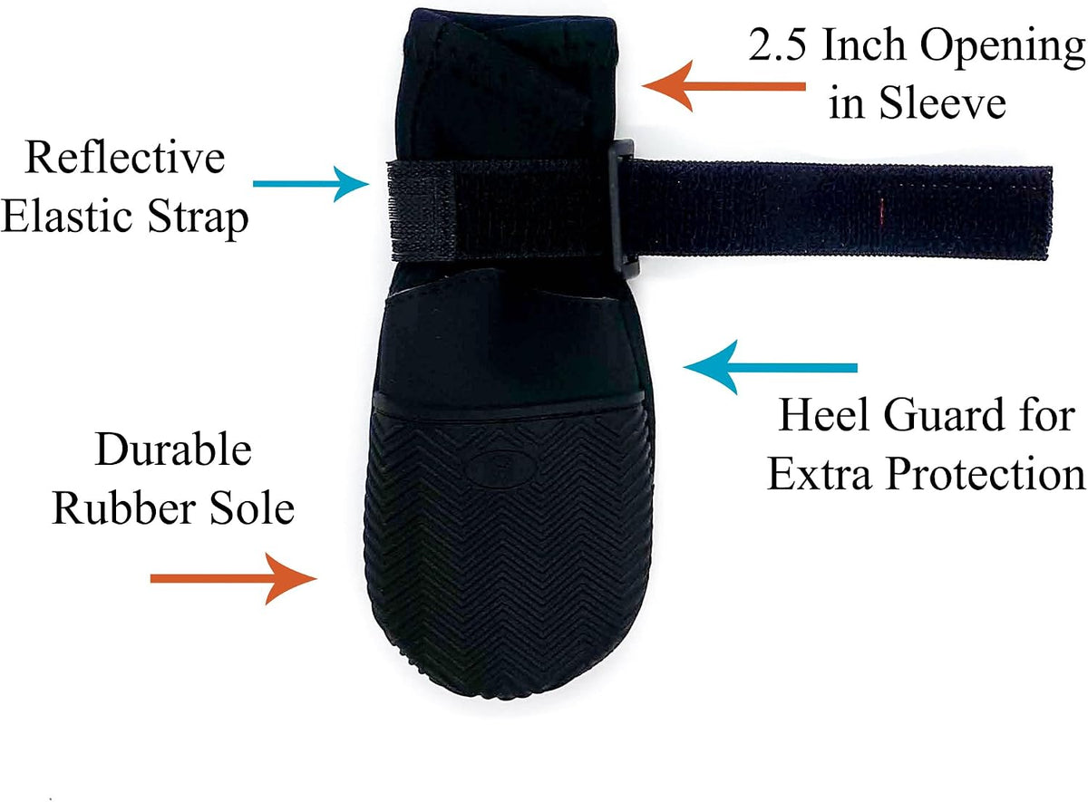 All Weather Neoprene Paw Protector Dog Boots with Reflective Straps - Black / Small - image 4