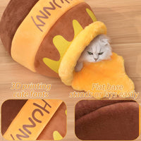 Honey Pot Cat Cave Bed, Soft and Thick Rebound Sponge Pet Nest with Removable & Washable Cushion - Brown - image 4