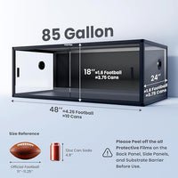 85 Gallon Reptile Tank, Front Opening Snake Tank for Easy Maintenance, Reptile Enclosure with Top Screen Ventilation 48''x24''x18''