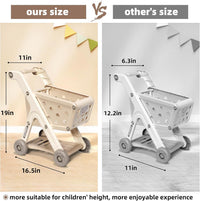Jovow 102pcs Kids Shopping Cart Trolley Play Set with Pretend Food – Fun for Kids & Family - khaki - image 2