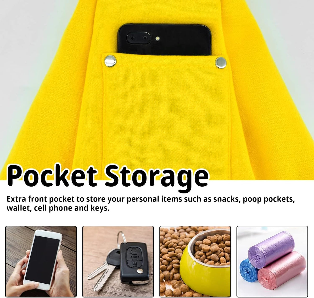 Dog and Cat Sling Carrier, Hands Free Reversible Pet Papoose Bag - Yellow - image 4