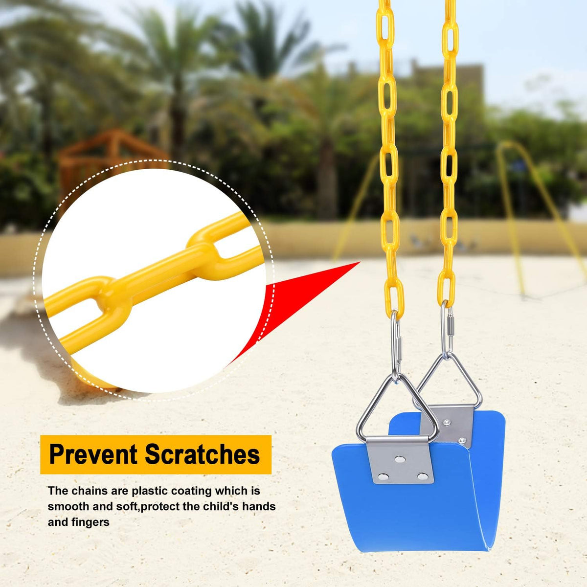 AGPTEK Swing Set,Swing Seat Replacement with 66 Inch Anti-Rust Chains – Fun for Kids & Family - Blue - image 4