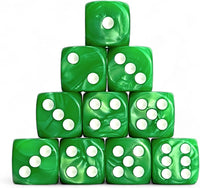 Luck Lab 10 Pack 16mm D6 Acrylic Dice Set - Green Pearl