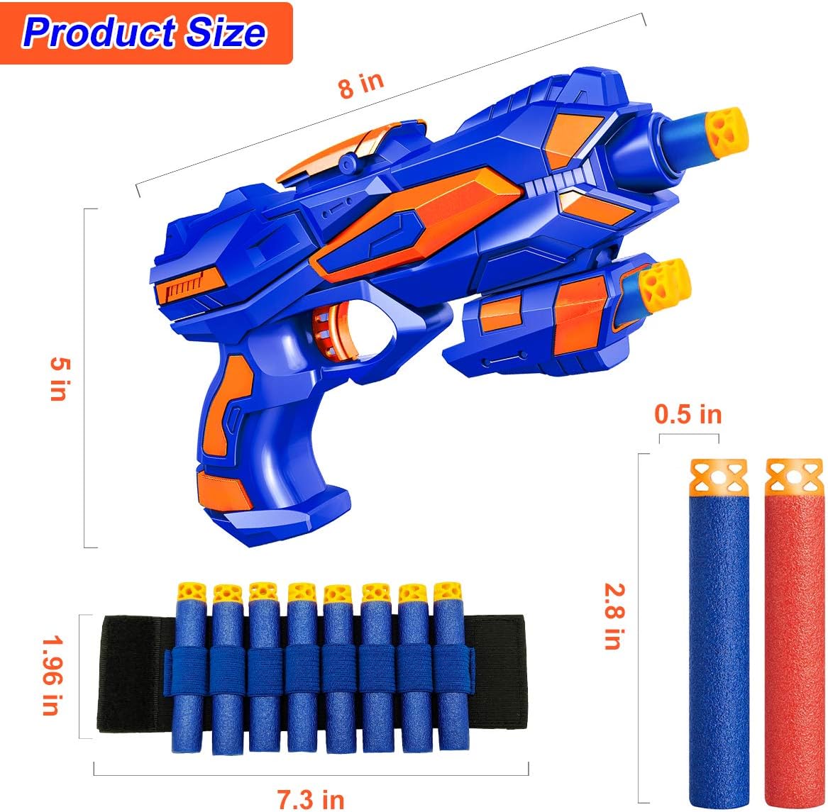 2 Pack Boys Toy Guns-Soft Foam Darts&Wrist Bands