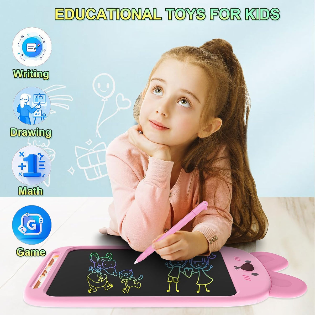 CHAFEGY lion LCD writing tablet for kids, 10 inch colorful doodle board with stylus - view 14
