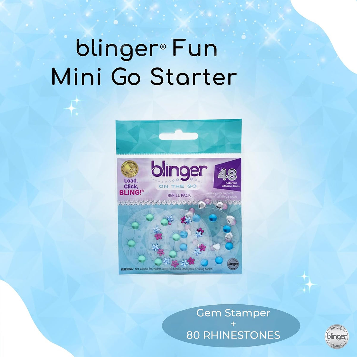 blinger mini starter set with clip-on gem styling tool and 10 mini rhinestone discs - view 7