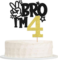 1 PCS Brother I'm 7 Cake Topper Glitter Star Happy 7th Birthday Cake - Gold 4th