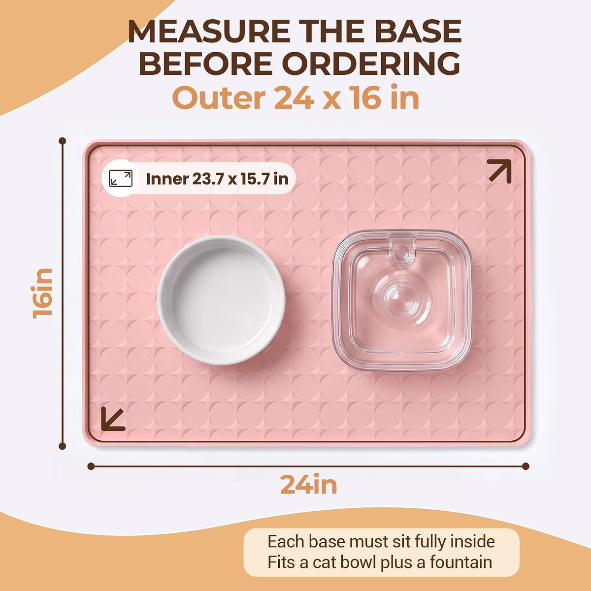 Silicone Pet Food Mat, Extra Large 34x22 Inch - Pink / 24"L x 16"W - image 2