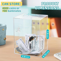 Clear Pink Piggy Bank with Lock & Key for Adults - Clear - image 2