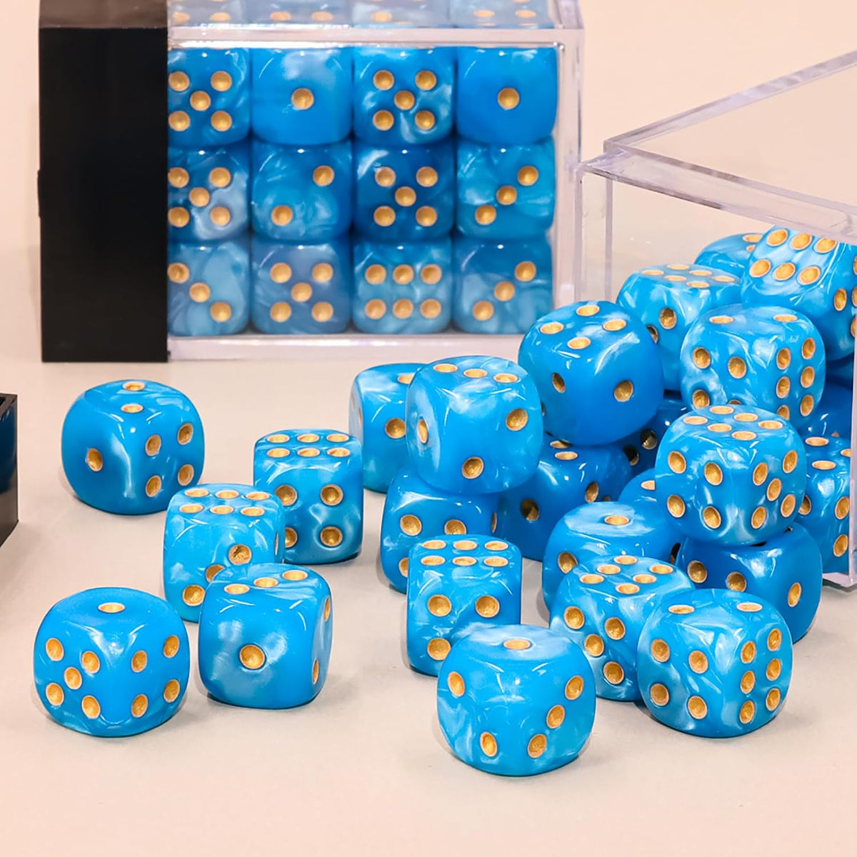 24 of Pack 16MM 6 Sided Dice Set, Two Colours D6 Game Dice Set - Blue Pearl - image 3