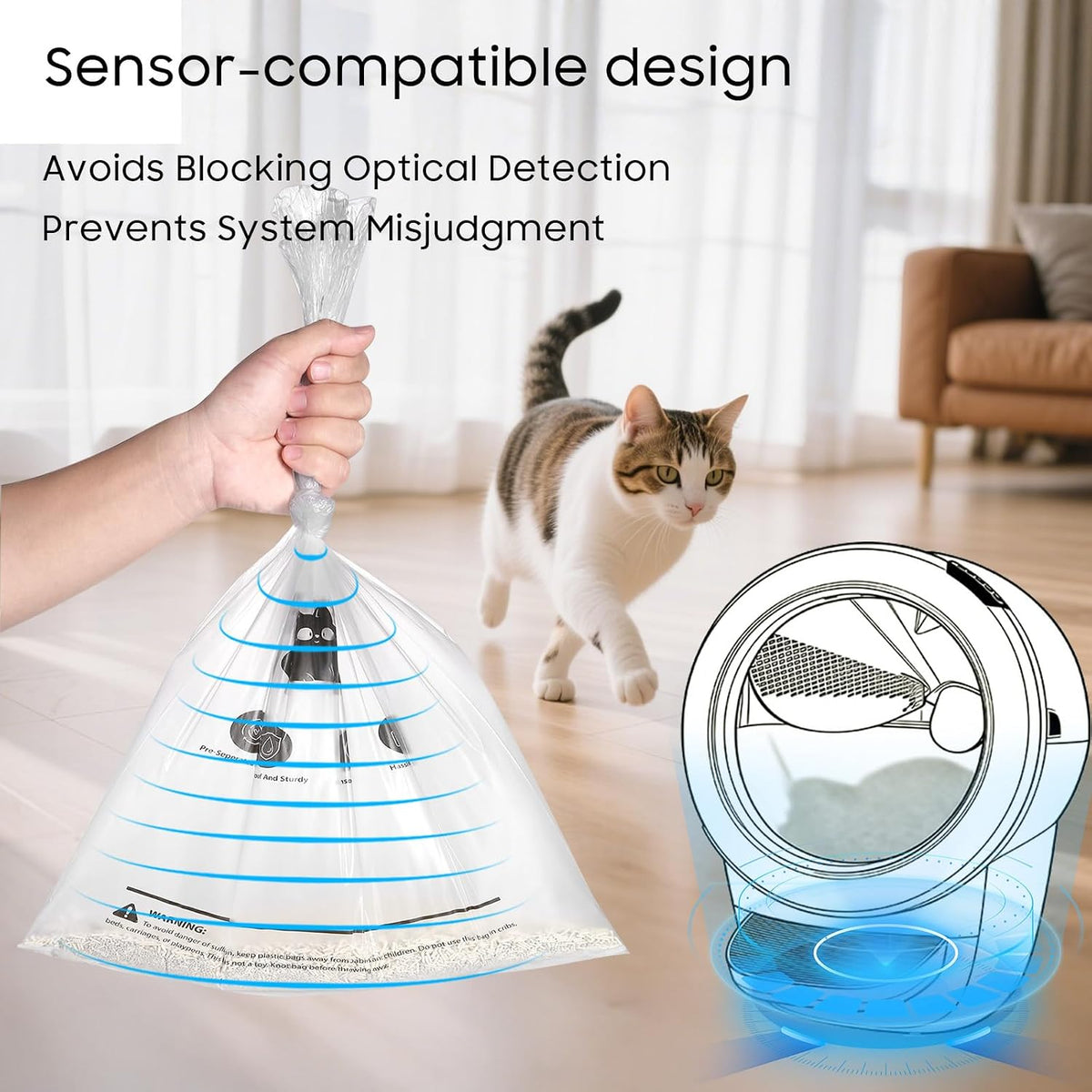 90 Pack Cat Litter Box Robot Model 5/4/3 Waste Bags - Transparent / 1 Count (Pack of 90) - image 4