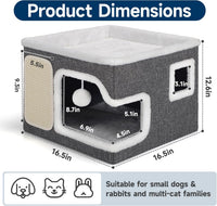 Shikha 2 Story Cat Bed House for Indoor Cats with Scratch Pads Black – Essentials for Cats - Grey / Single / Without Heating Pad - image 2