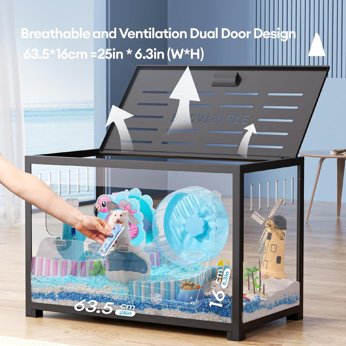 BUCATSTATE Hamster Cage 2.0, Large Hamster Enclosure – Essentials for Small Pets - 31.4"L x 17.6"W x 20.6"H / Black - image 4