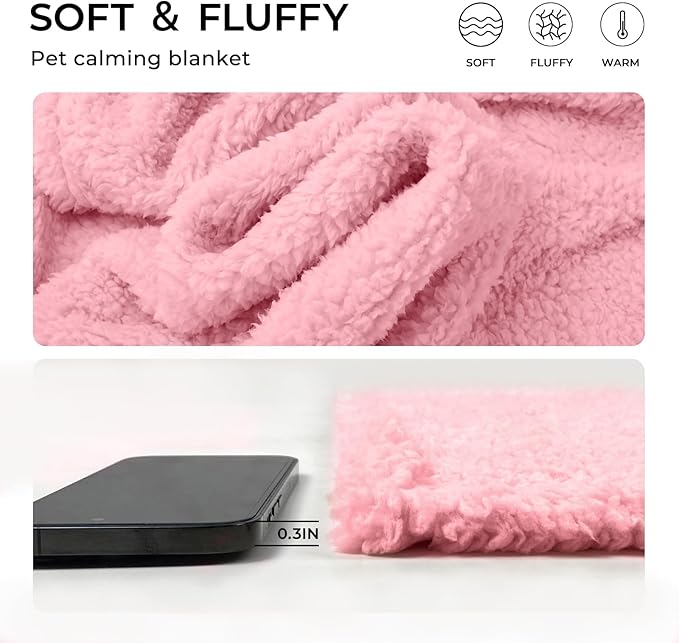 Luciphia 1 Pack 3 Calming Dog Blanket Fluffy Premium Fleece Pet Blankets Soft Sherpa Throw for Dogs Puppy Cat Pink Medium (30" x20")