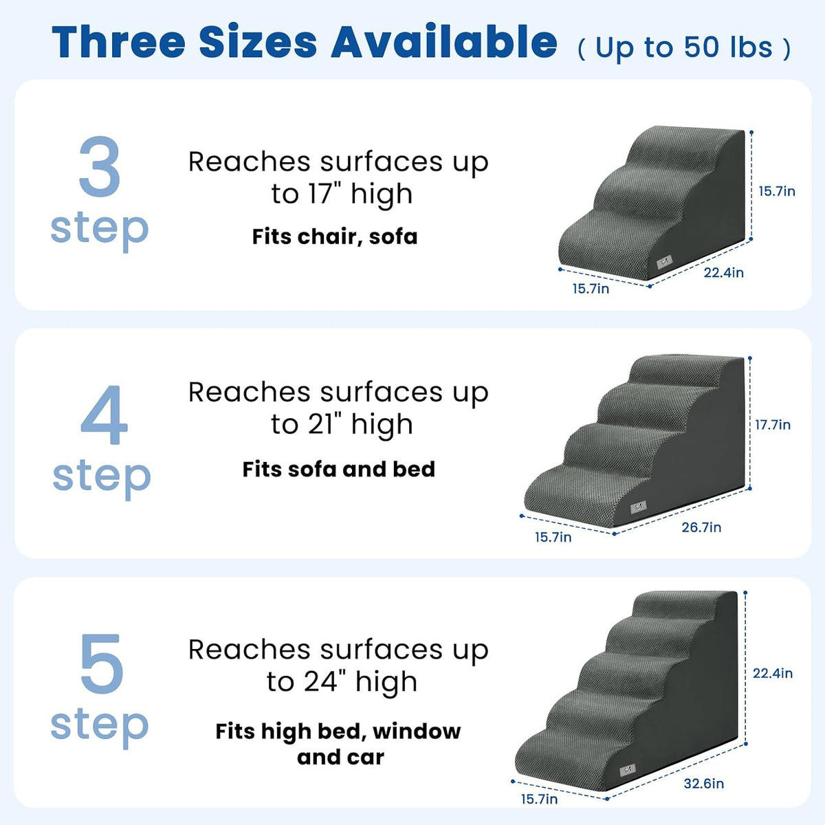 Dog Stairs for Small Dogs & Cats - Grey / 5 - image 3