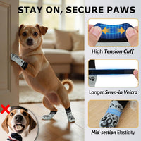 ROUWINNE anti-slip dog socks for hardwood floors in light grey and black, set of 4 - view 2