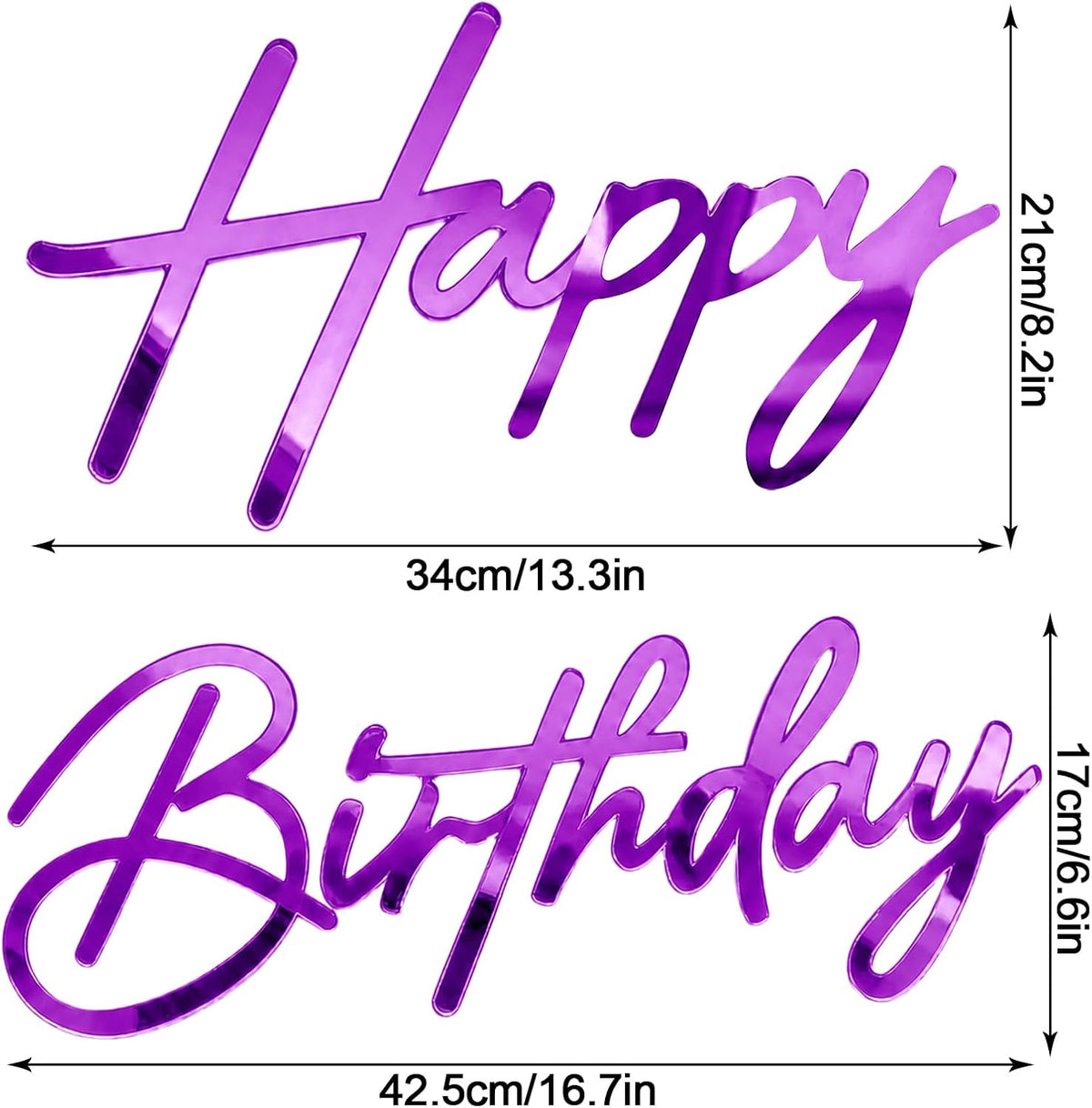 Happy Birthday Sign for Backdrop - Acrylic / Acrylic Purple - image 2