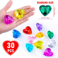 Niceup acrylic heart gems, 30 chunky 3D heart-shaped diamond gemstones for kids - view 30