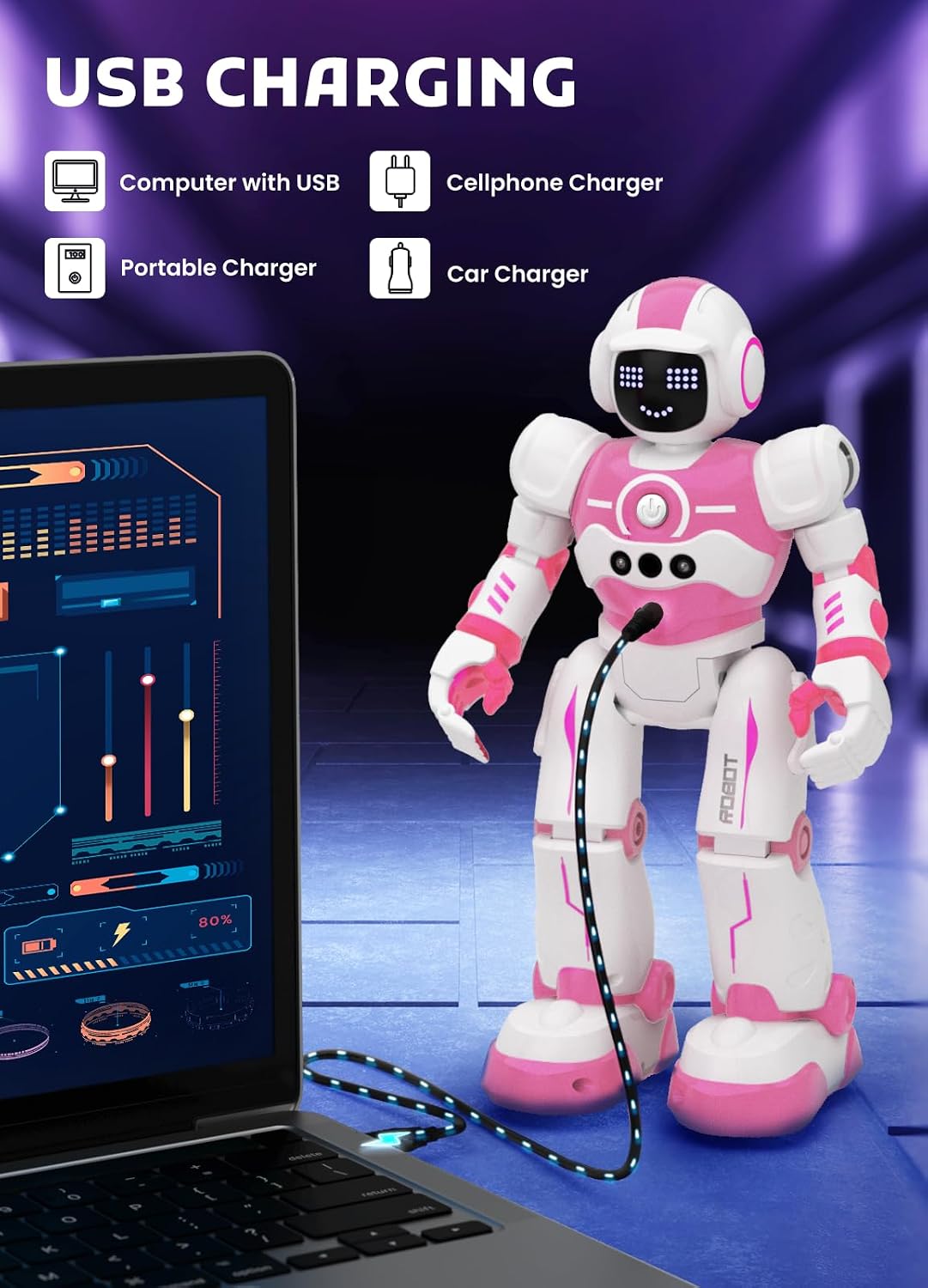 Robot Toys for Kids, Rechargeable Remote & Gesture Control Robots – Fun for Kids & Family - Pink - image 4