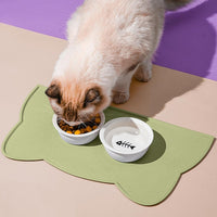 Cat Food Mat, Silicone Non Slip Dog Bowl Mat Waterproof Cat Feeding Mat Stop Food Spills and Water - Sage Green / 20"L x 12"W - image 2