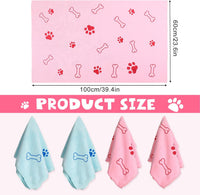 Chumia 4 Pcs Dog Towels for Drying Dog Puppy Bulk Microfiber - 24 x 40 Inch / Light Pink, Light Blue - image 4