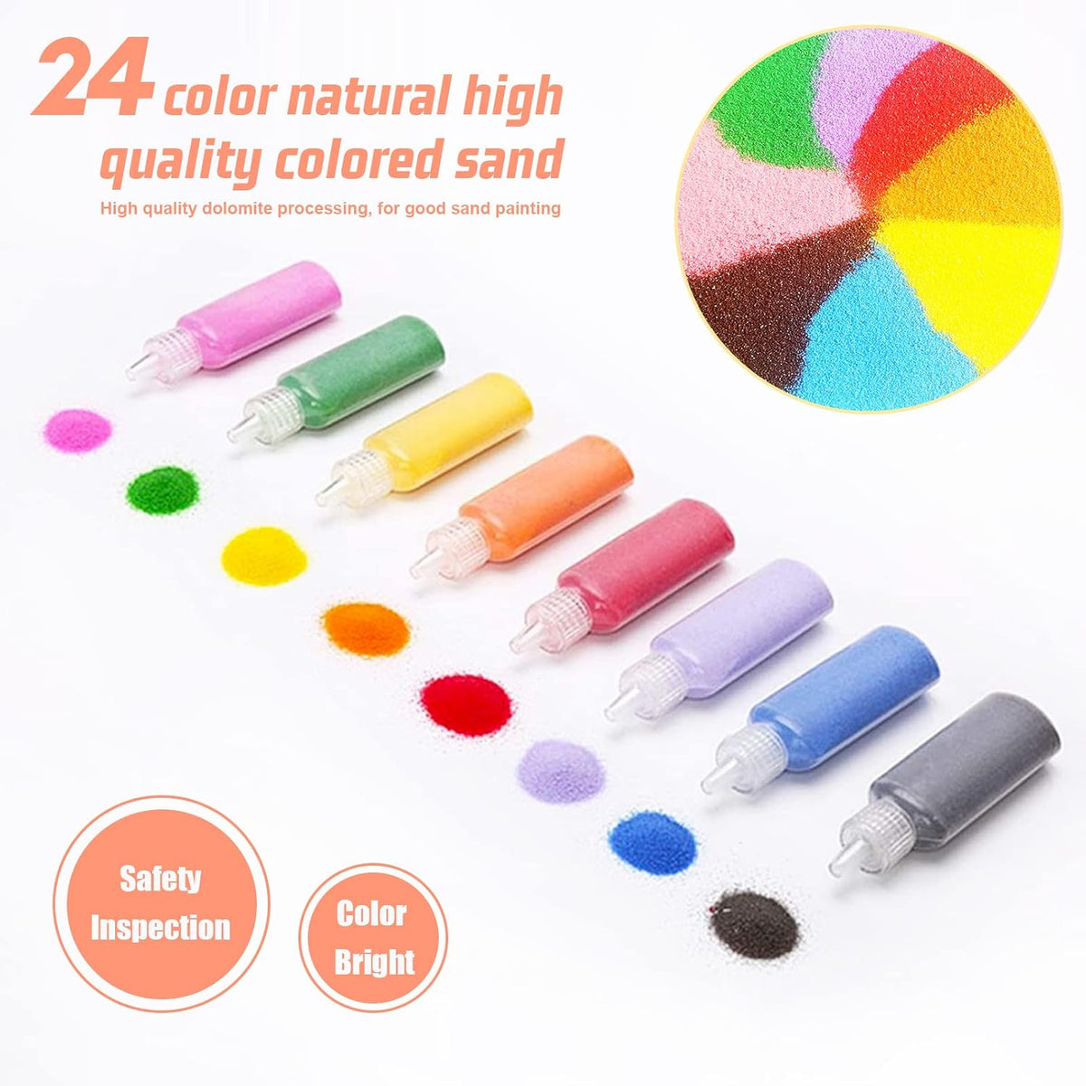 Niurewan 24 PCS Art Sand, DIY Sand Arts and Crafts Kit - 24 Colors - image 4