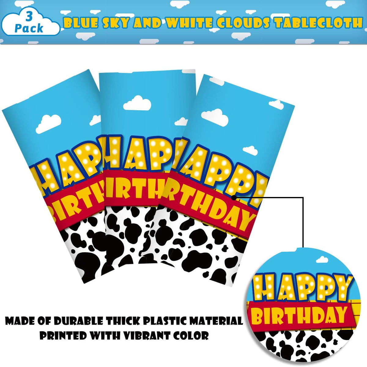 Ragnhild 3 Pack Cow Print Birthday Party Supplies Cow Pattern Printed - Blue / 3 - image 2