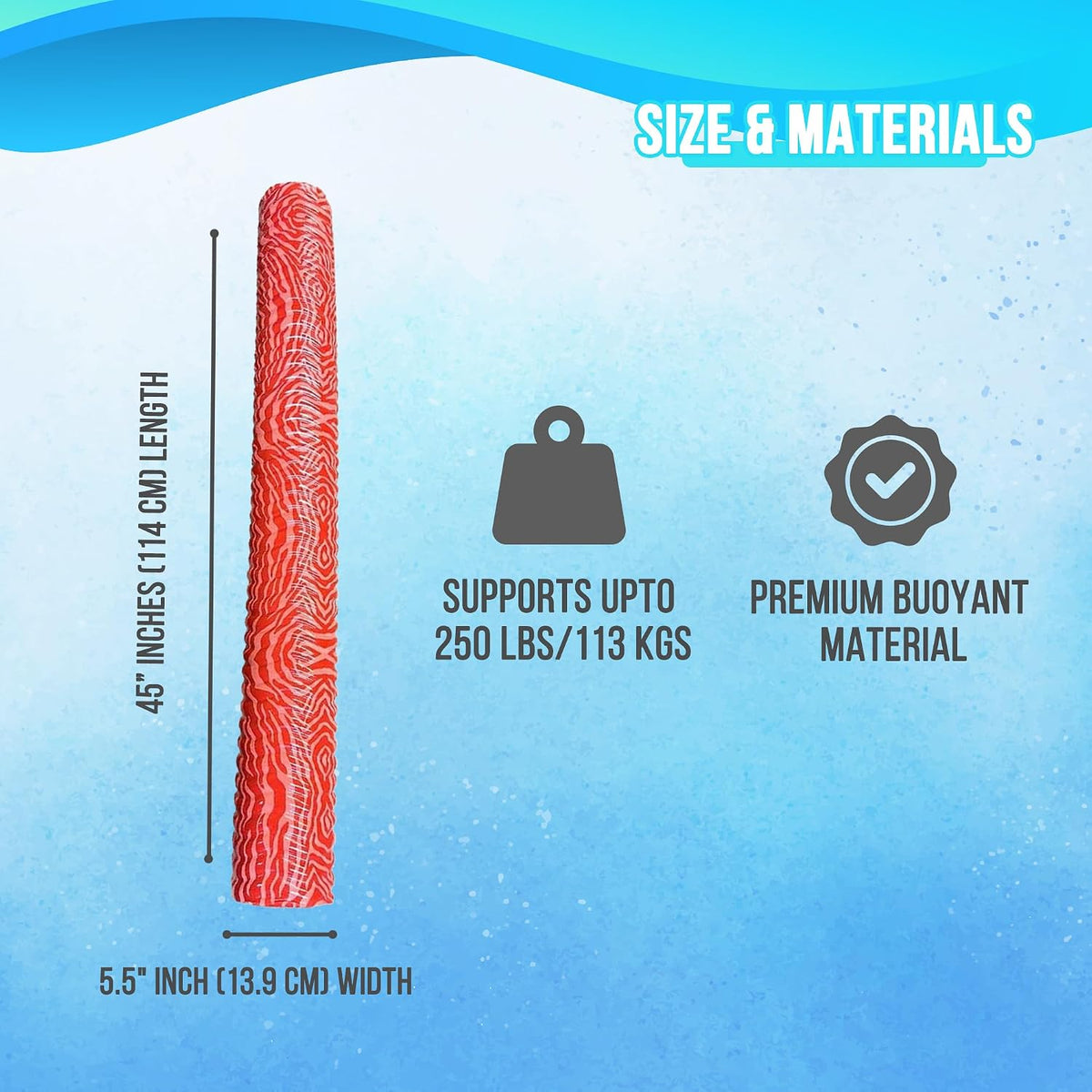 VOS Mega Foam Pool Noodle, Super Soft Swim Float - Kovo Coral / 1 Pack - image 2