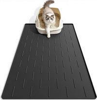 Pieviev Silicone Cat Litter Mat, Traps Litter & Easy to Clean - L-34''x22'' / Black