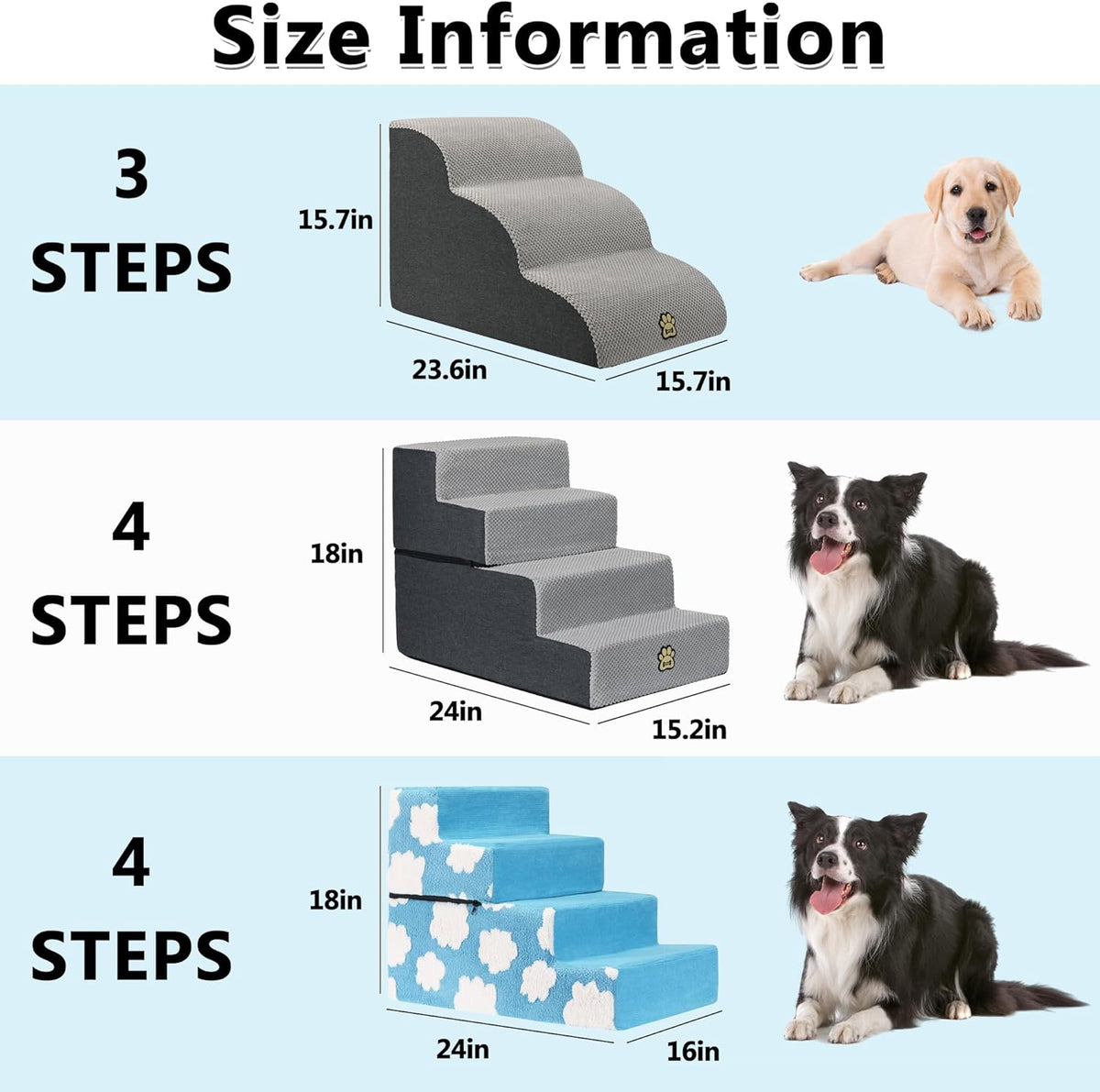 Pet Steps Dog Stairs for Sofa Couch and Bed High Density Sponge Pet - image 3
