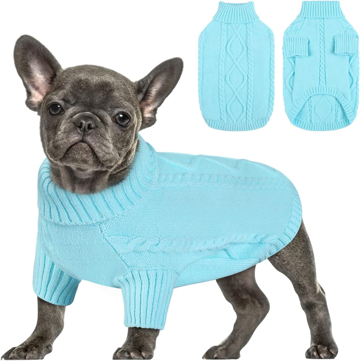 Dog Sweater for Small to Large Dogs, Soft Dog Christmas Sweater - Small / Sky Blue