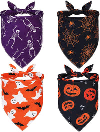 PUPTECK Dog Cooling Bandanas 4pcs Outfit - Purple/Black/Orange / X-Large (29"x20"x20")