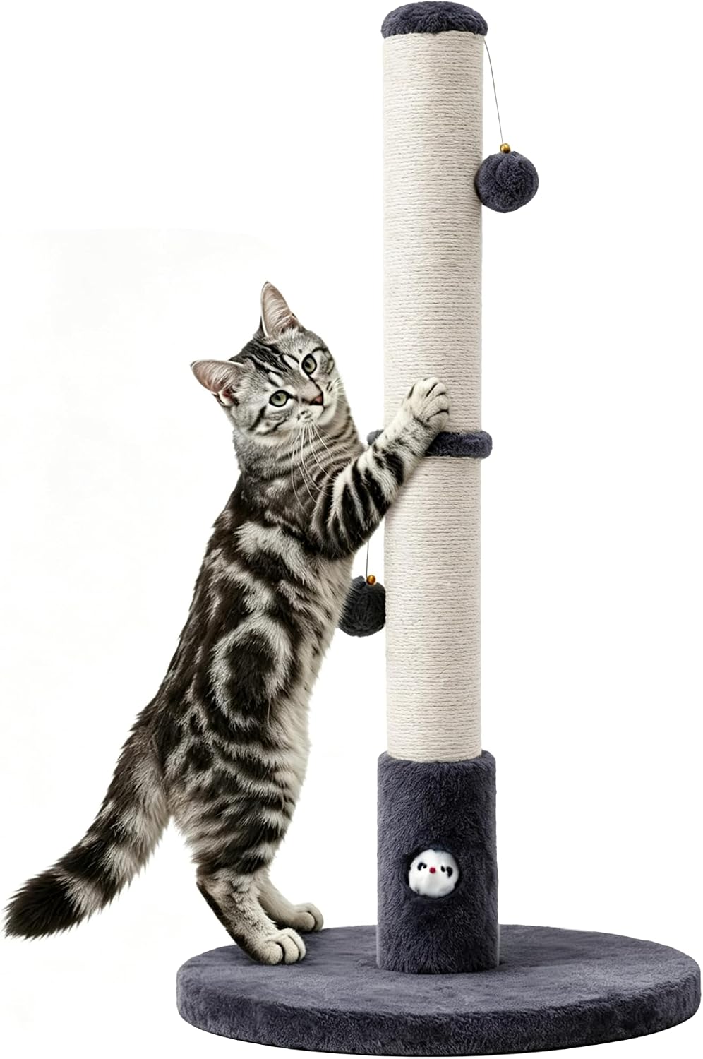 Funny Cat Scratching Posts Sturdy Scratcher Posts 33'' Off White – Essentials for Cats - Dark Grey / 33‘’