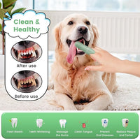 Duckart LABRUSID Dog Toothbrush, 2 Pack Dog Tooth Brush, 360 Cleaning Finger Toothbrush for Adult Dogs, Soft Silicone, Cream-coloured & Green