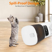 Automatic Cat Feeders for Two Cats, 5L/20 Cups Double Automatic Cat Food Dispenser with 2 Stainless Bowls, Timer Setting 20 Portions 6 Meals Per Day, 10s Meal Call, Pet Feeder for Dog (White)