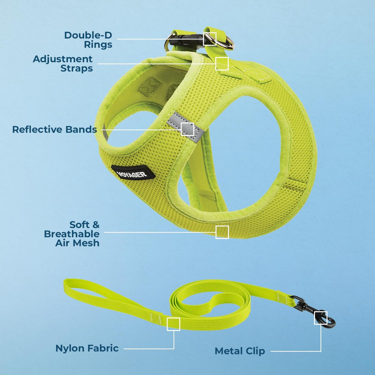 Voyager Step-in Air Cat Harness & Leash Set, XS - Lime Green / M (Chest: 15 - 17") - image 3
