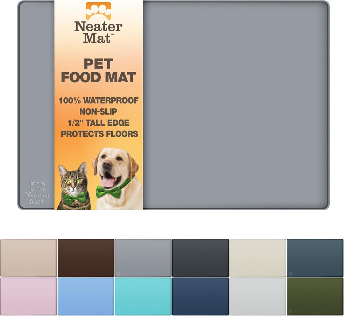 Neater Pet Brands Neater Mat Cat & Dog Food Mat - 19"L x 12"W / Gunmetal