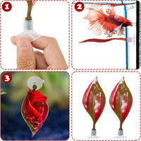 WILLBOND 2 Pcs Blue Pink Silicone Betta Fish Bed Leaf Hammock Betta - Red - image 3