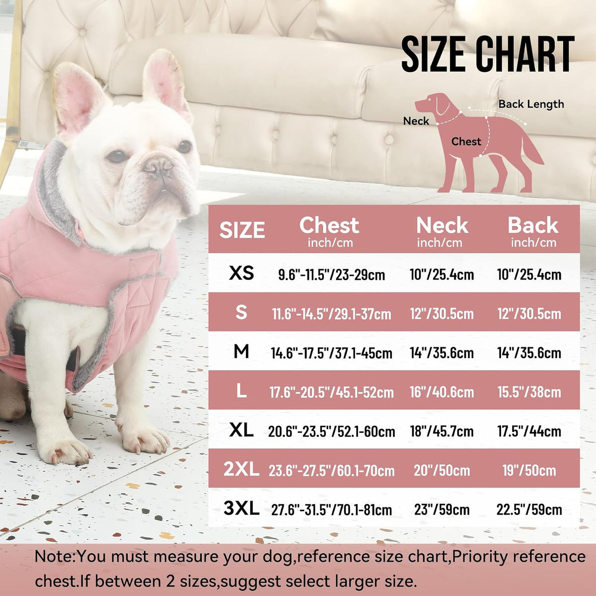 Warm Fleece Dog Hoodie for Small Dogs, Winter Puppy Coats - Pink / XXX-Large - image 3