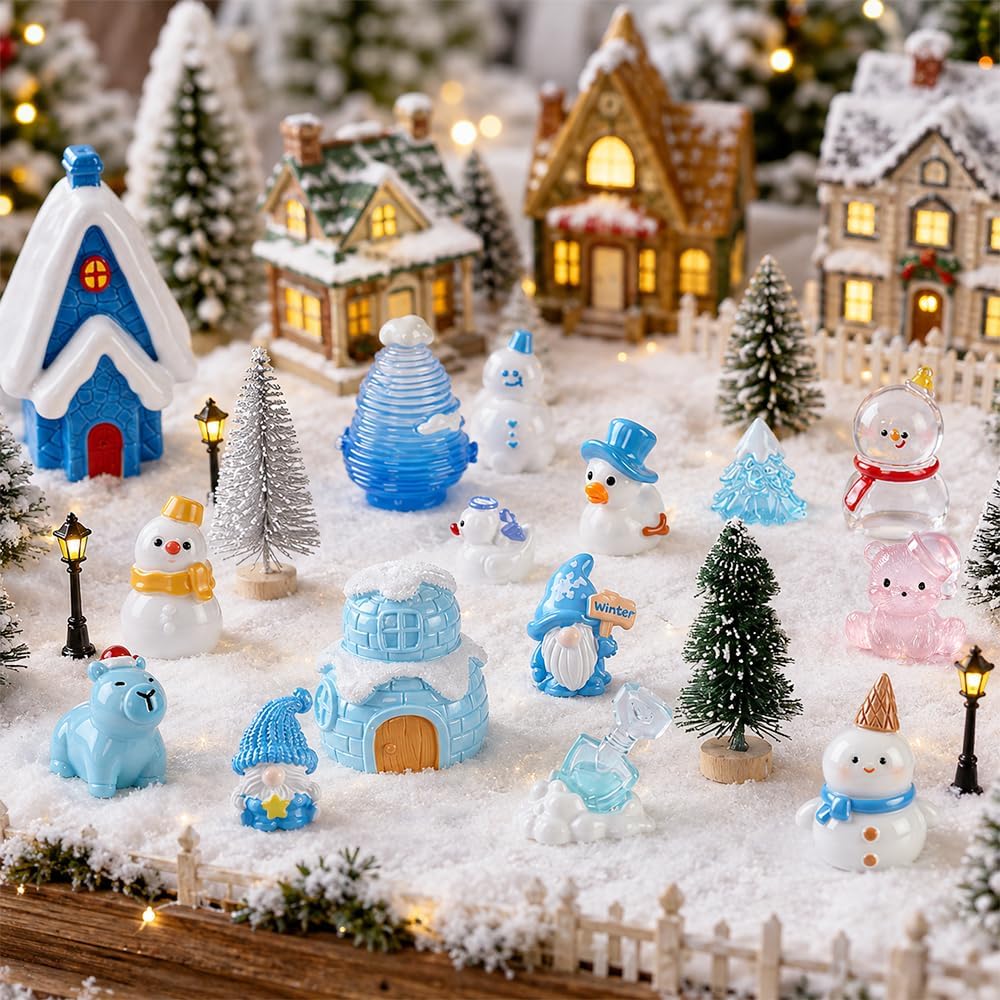 DIYDEC 60PCS Luminous Mini Resin Animals 60 Styles Miniatures Glow - 60pcs Blue Christmas Miniature - image 2