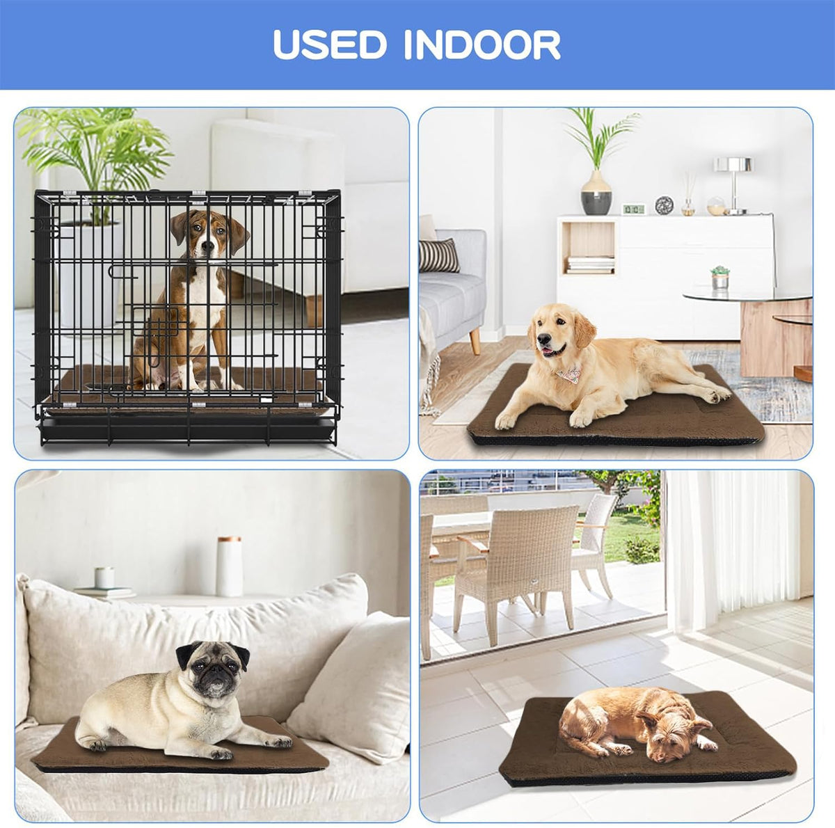 Dog Crate Pad, Washable Cozy Dog Bed Mat for Medium Dogs 36"x23" - 42.0"L x 28.0"W x 1.5"Th / Brown - image 4