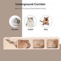 Wooden Hamster Hideout House, Small‑Pet Habitat Tunnel - Living Room - image 3