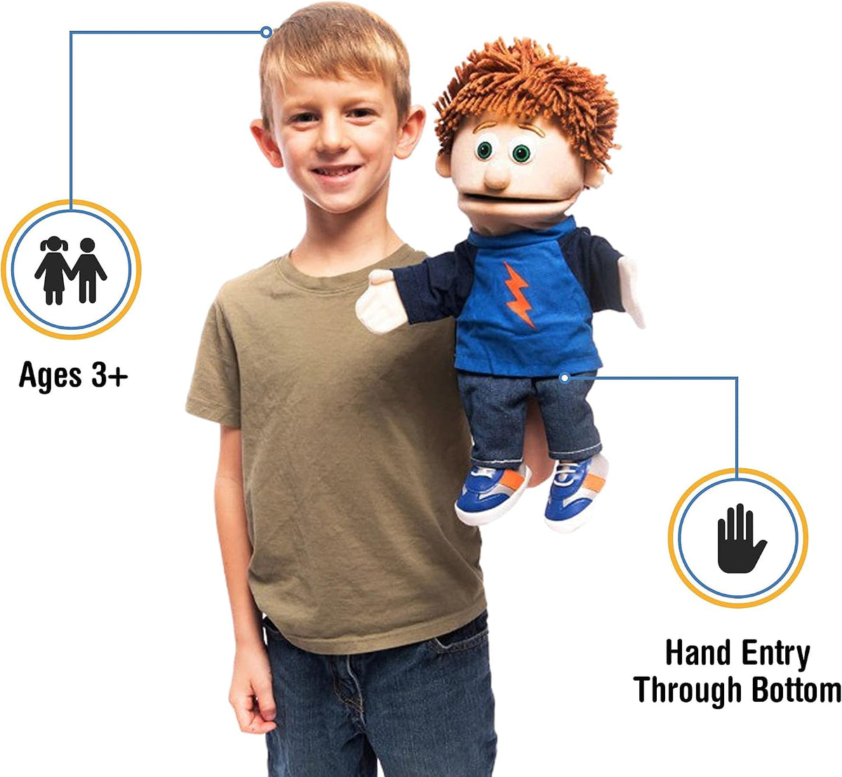 14" Tommy, Peach Boy, Hand Puppet, by Silly Puppets – Fun for Kids & Family - image 2
