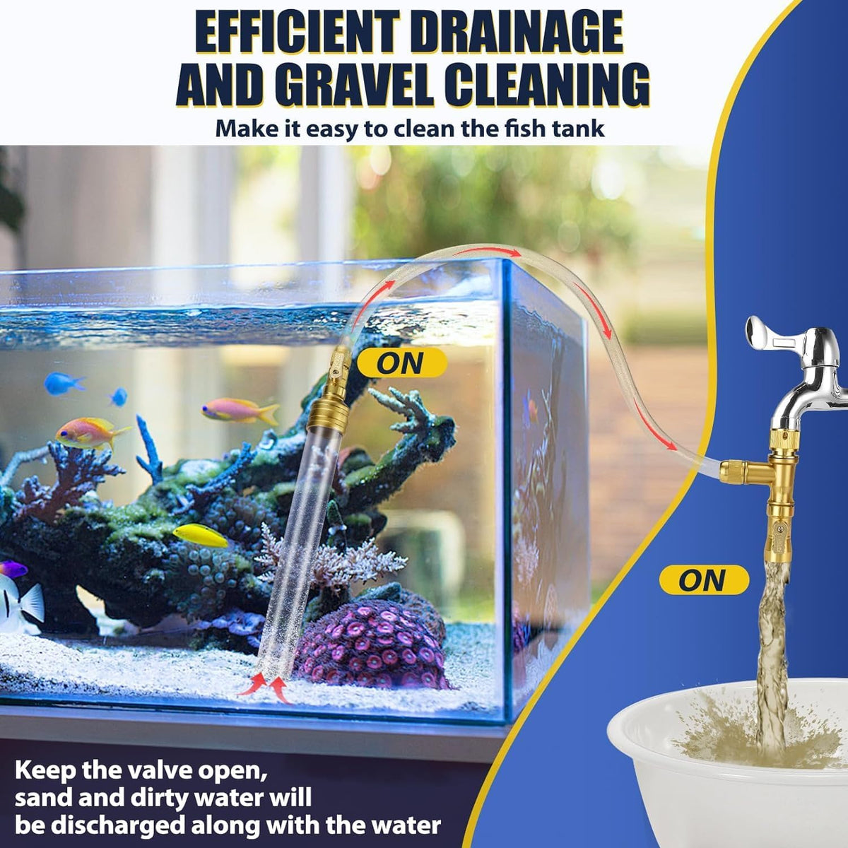 Gravel Vacuum for Aquarium Water Changer Fish Tank Cleaning Tools - 70ft - image 3