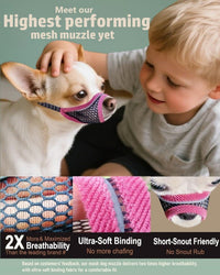 Dog Muzzle, Soft Mesh Muzzles for Small Dogs - Cherry Red / XS-Snout (5.0"- 5.3") - image 2