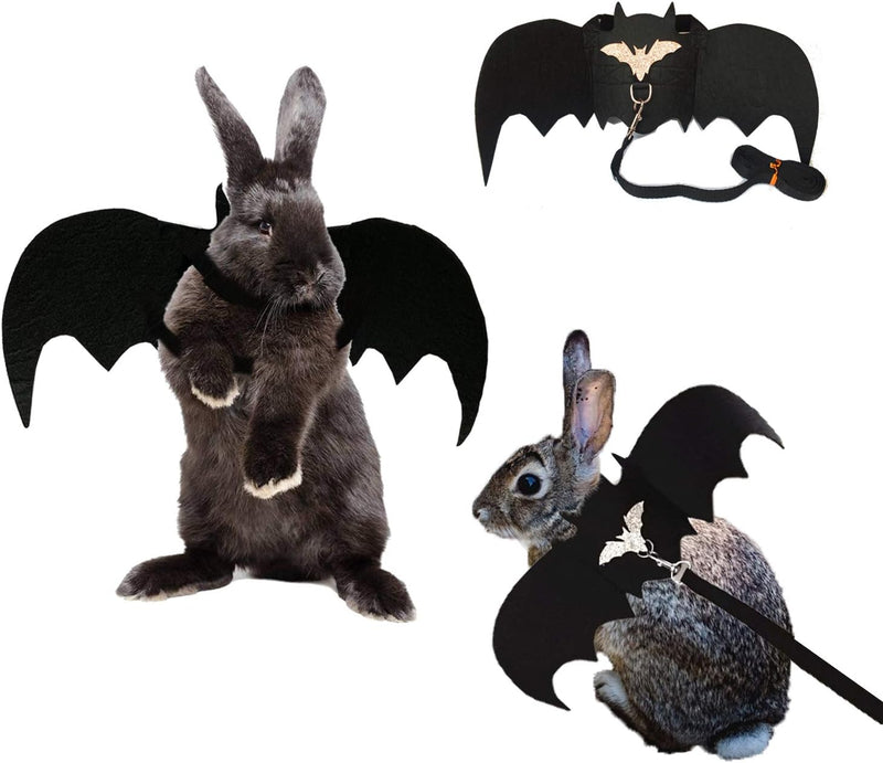Halloween Harness Leash Costume Rabbit Bat Wings Apparel for Rabbits