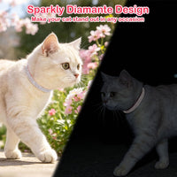 Rhinestone Cat Collar Breakaway, Bling Sparkly Diamond - Red-1 / 8"-12" Cats / Mini Dogs - image 4