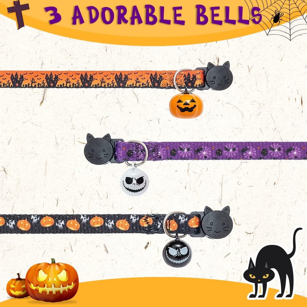 Halloween Cat Collar Breakaway with Bowtie and Bells - Halloween Color - image 3