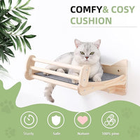 Pine Cat Wall Shelves with Scratch Mat, Wall-Mounted Cat Shelves, Space-Saving Shelf for Cats